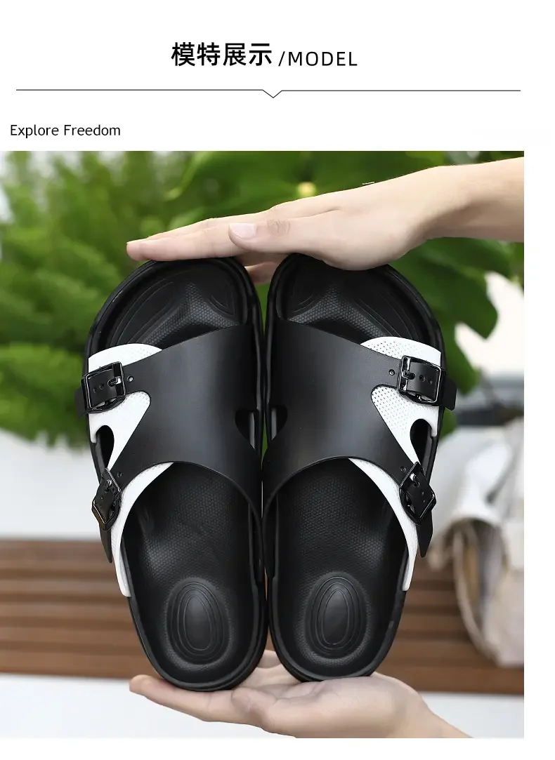 Verstellbare Thong-Sandalen, Cross-Border Birkie Slippers, bequeme, atmungsaktive PU-Leder Unisex-Slipper mit Riemen – Detail 12