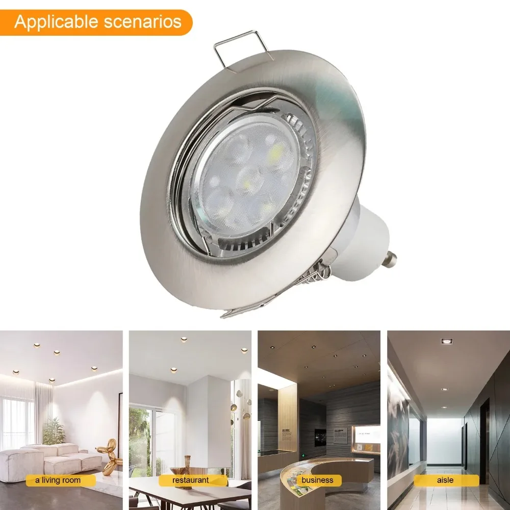 1/10PCS 라운드 LED 천장 다운라이트 MR11 램프 홀더 70mm 직경 45mm 컷아웃 새틴 니켈 천장 스포트라이트 장착 브래킷