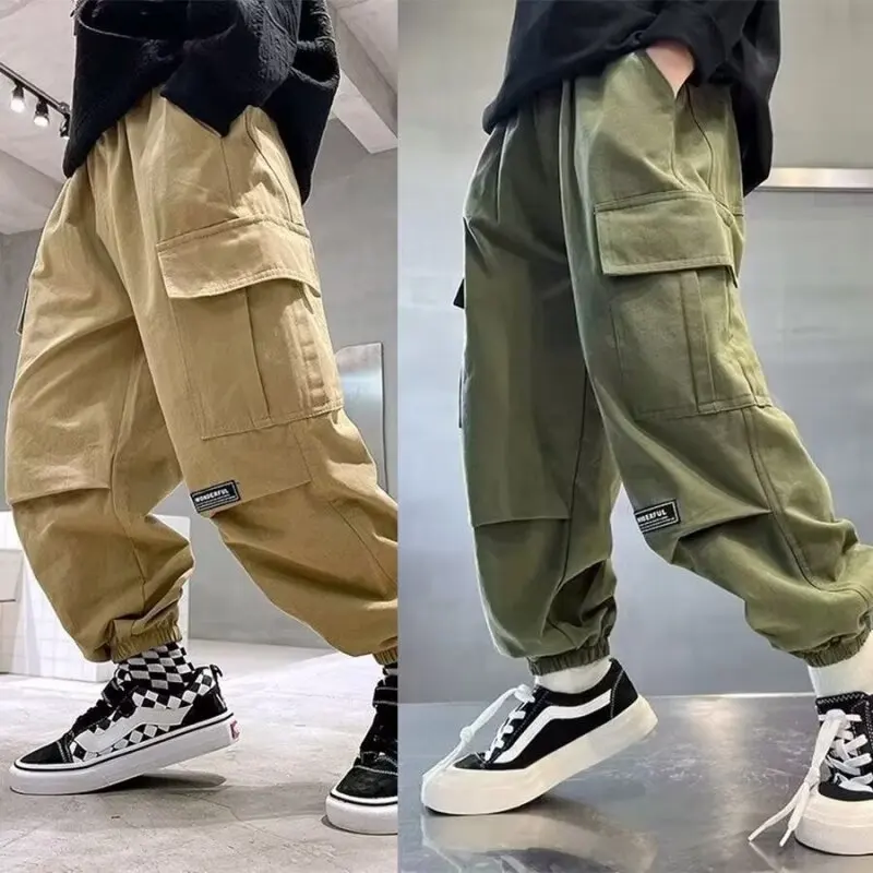 Boys Cargo Pants Pants for Big Boys Winter Cotton Teenage Waist Fashion Camouflage Sweatpants 6 8 10 12 Years