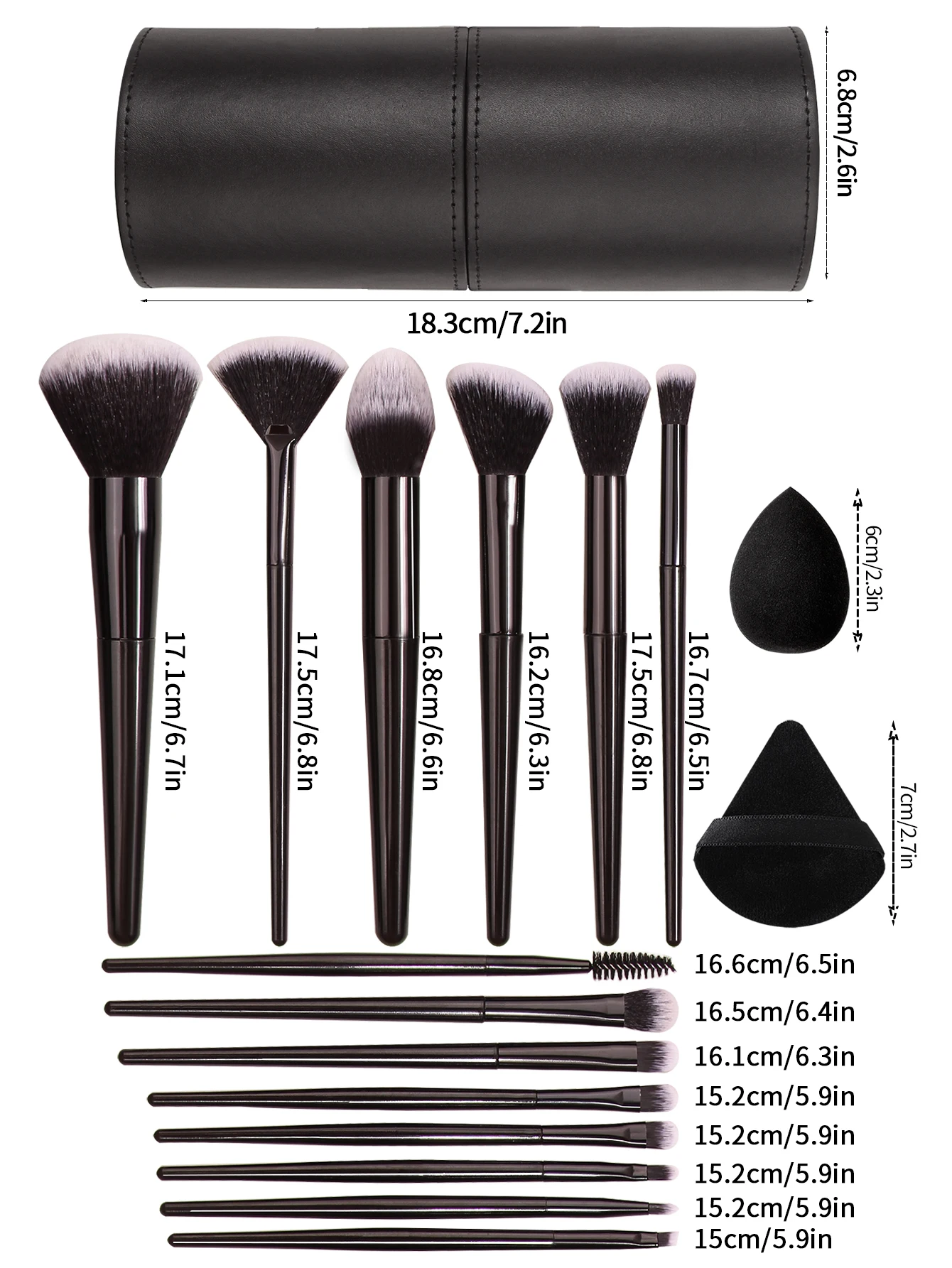 Black Makeup Brush Set Professional Super soft detail brush Blush Brush Foundation Concealer Eyeshadow Brush Women Beauty Tool 6