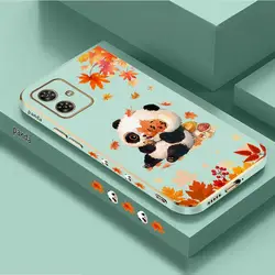 Maple Leaf Panda Luxury Plating Phone Case for MOTO G52 (Green)