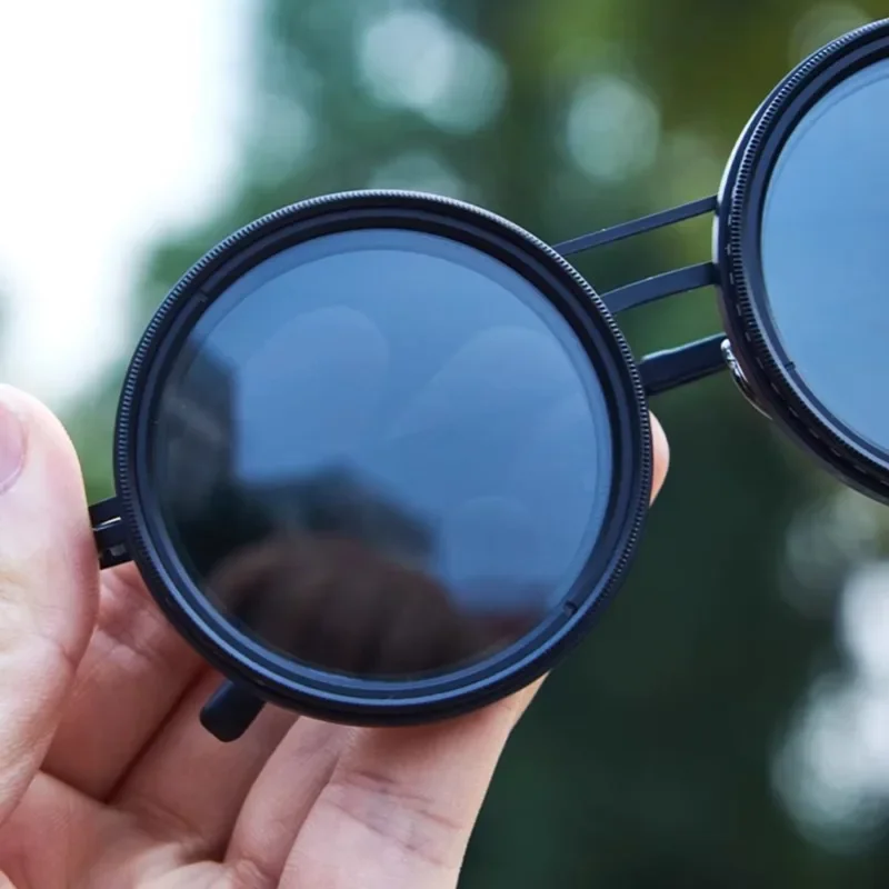 Adjustable 1-9 Sunglasses Fishing Rounded Polarized Glasses ND Filter Lenses Handcrafted Retro Unisex
