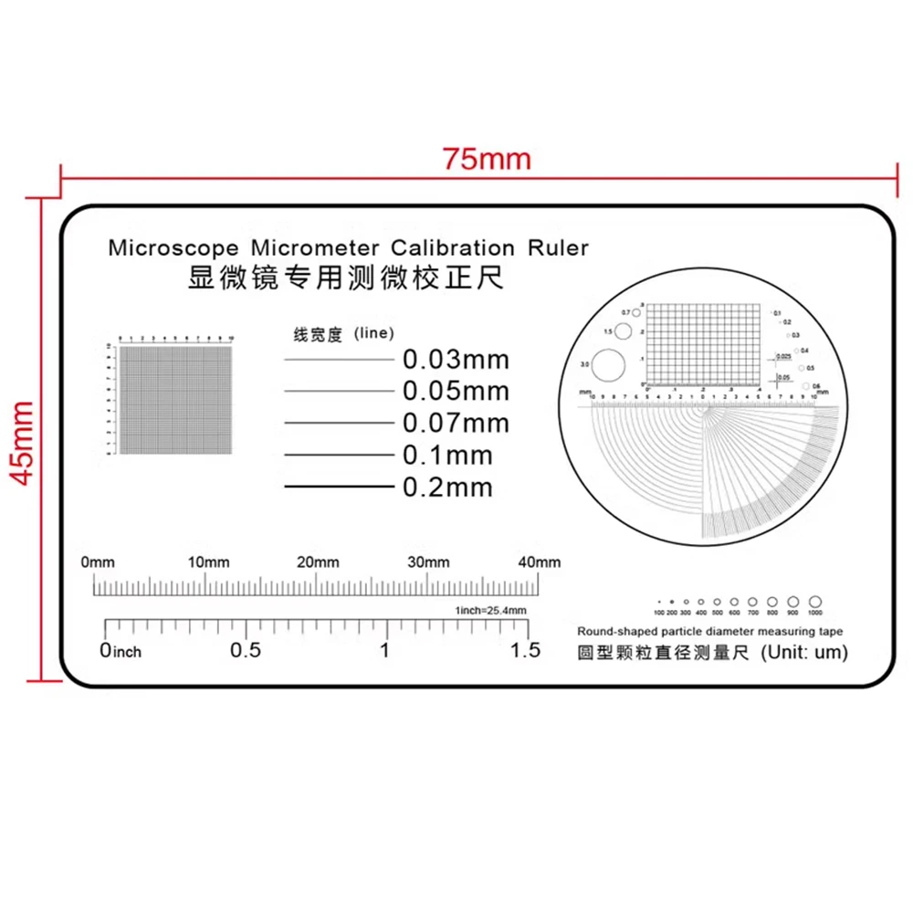 Microscope Micrometer Calibration Ruler Magnifier Film Point Ruler Angle radius Measuring Gauge Transparent Flexible, microscope micrometer