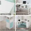 Reversible Modern L-Shaped Computer Desk , Large Wood Metal L Shape Home Office Desk for Work Study Writing Gaming 5