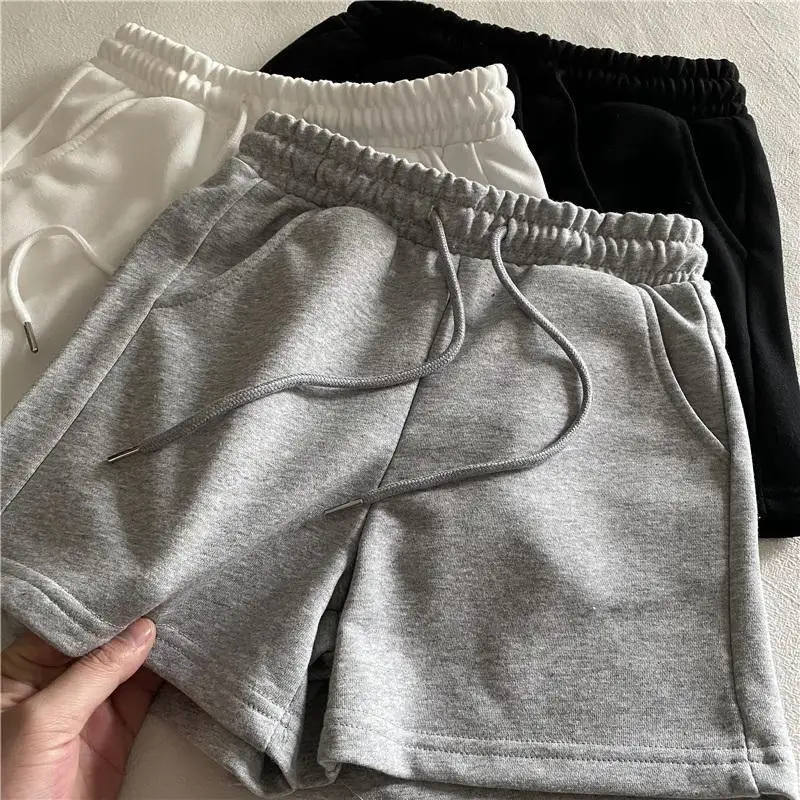 Summer Fashion High waist Sports Casual big size Harajuku Beach Women Shorts Solid Color Cotton Loose Elastic Waist Shorts y2k plus size womens clothing