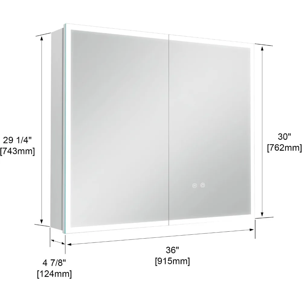 Recessed or Surface Aluminum Bathroom Medicine Cabinet with LED Lights