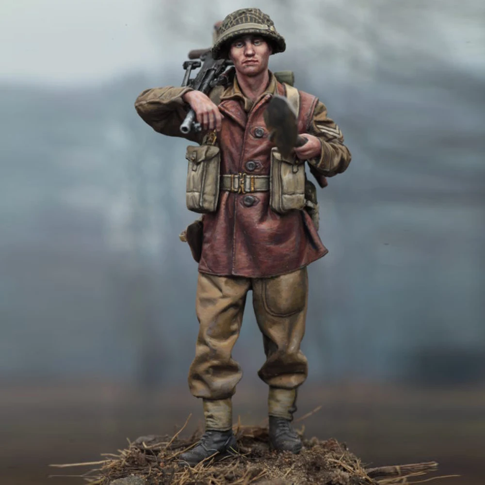 1/35 WWII Soldado Chino Resina Soldado Modelo Miniatura Kit Piezas de Resina sin Montar y sin Pintar //TO4-62 (con Base