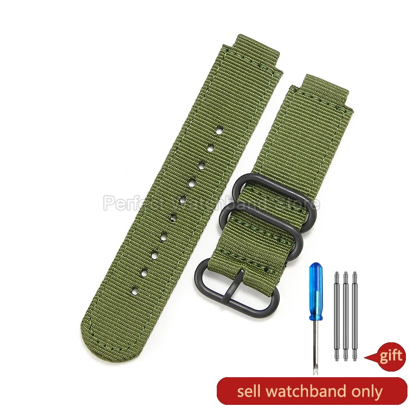 Enhanced Sports Sweatproof Breathable Nylon Canvas Watch Strap, 16mm