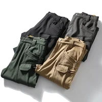 Winter Outdoor Wear-resistant Knee Double Layered Thickened Soft Shell Fleece Insulation Waterproof Multi Pocket Tactical Pants 2
