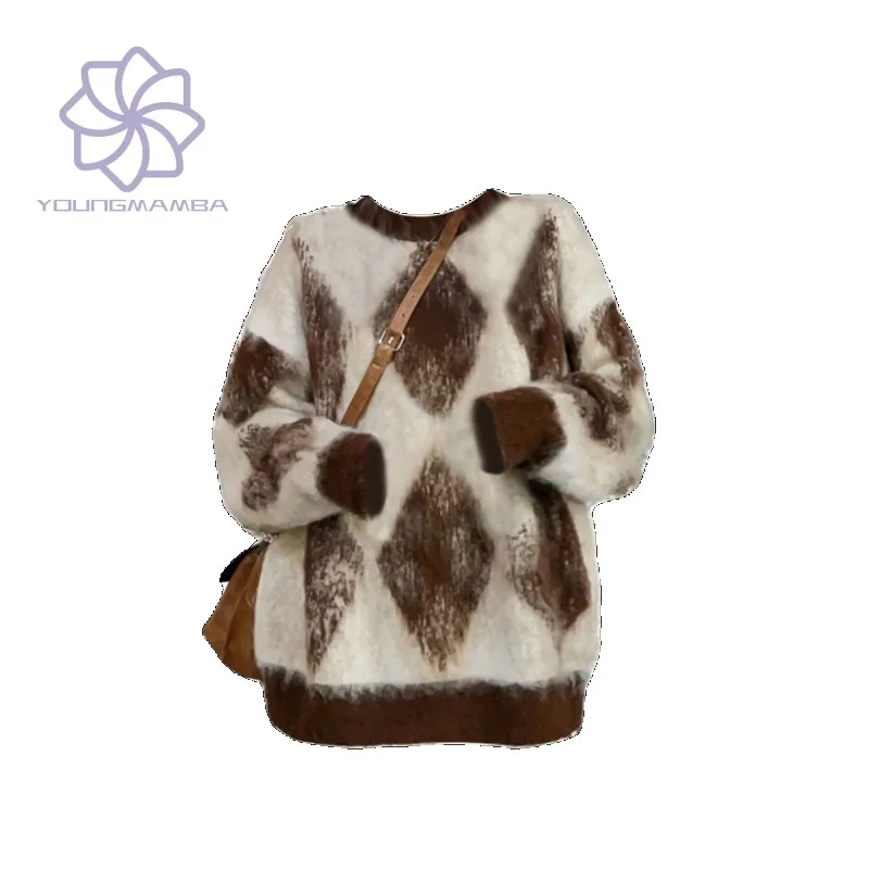 

Korean Fashion Streetwear Sweater Women Autumn Winter Loose Soft Pullover Crew Neck Long Sleeve Knitted Tops