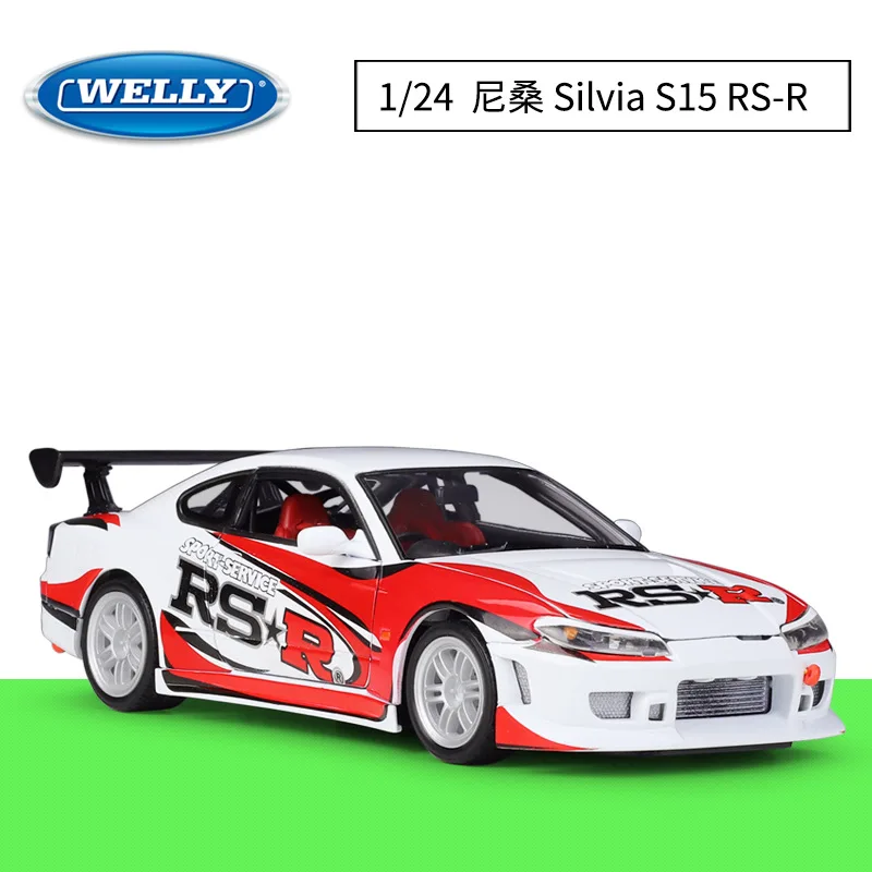 WELLY 1:24 Nissan Silvia S15 RS-R Rally Racing Simulation Alloy Car Finished Model Boyfriend Cool Toys For Boys Gifts Collection