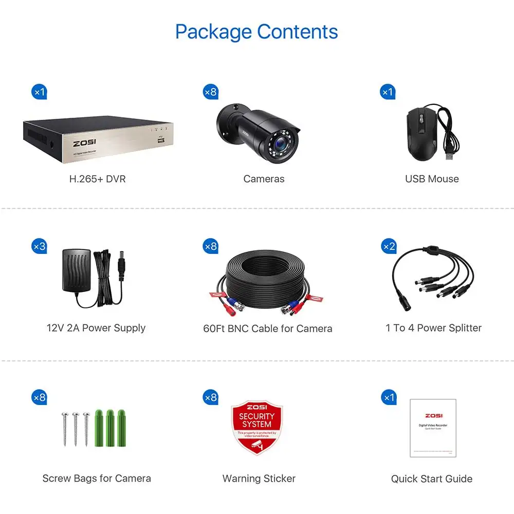 8CH DVR x 8 Cameras