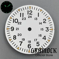 Matte White Pilot Watch Dial with Luminous Black & Beige Hands - 29mm - Miyota Mingzhu (Dial)