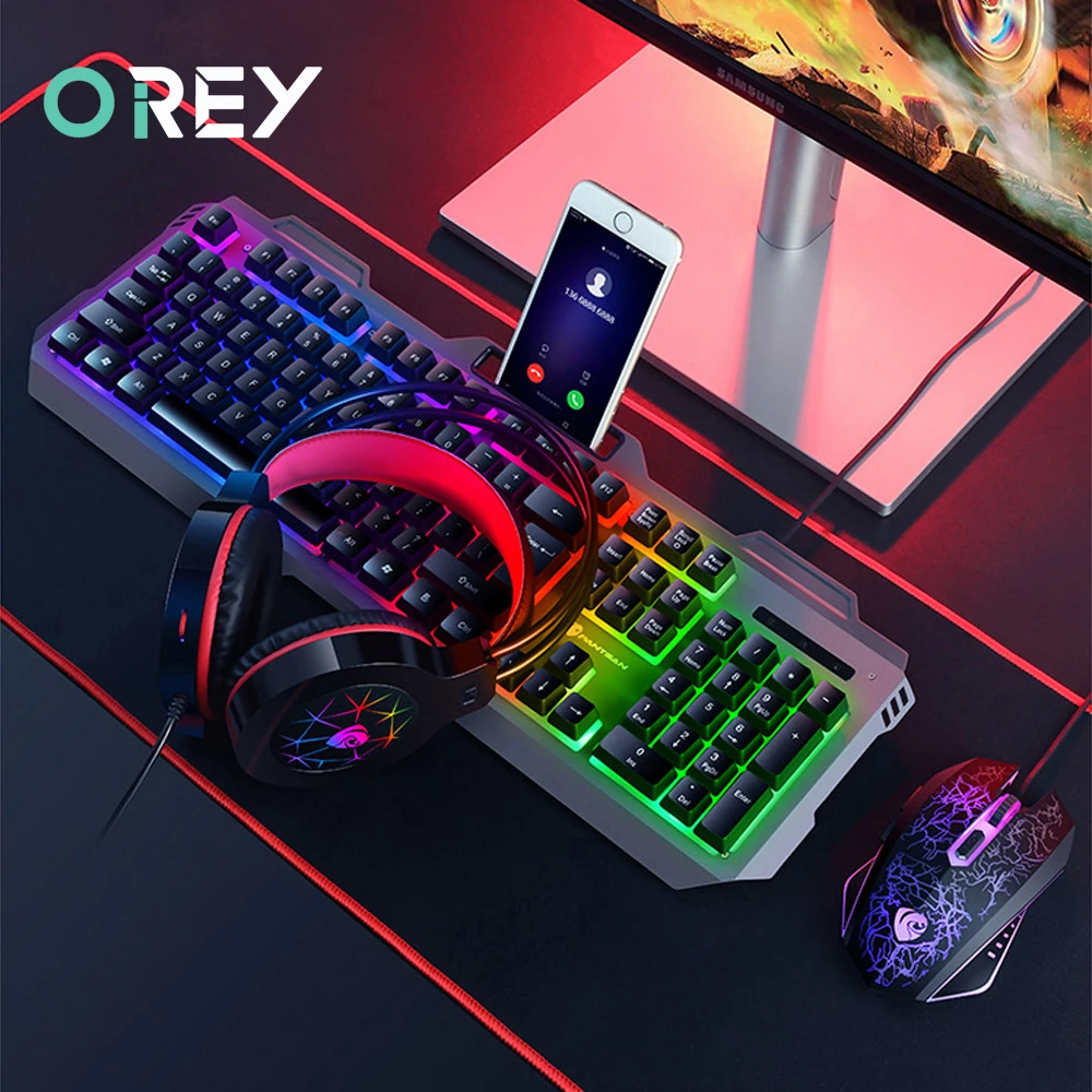

Gaming Sets Keyboard Mouse Headset Combos Ergonomics Magic Backlit Mouse Headset for PC Gamer Computer Laptop With Mouse Pad