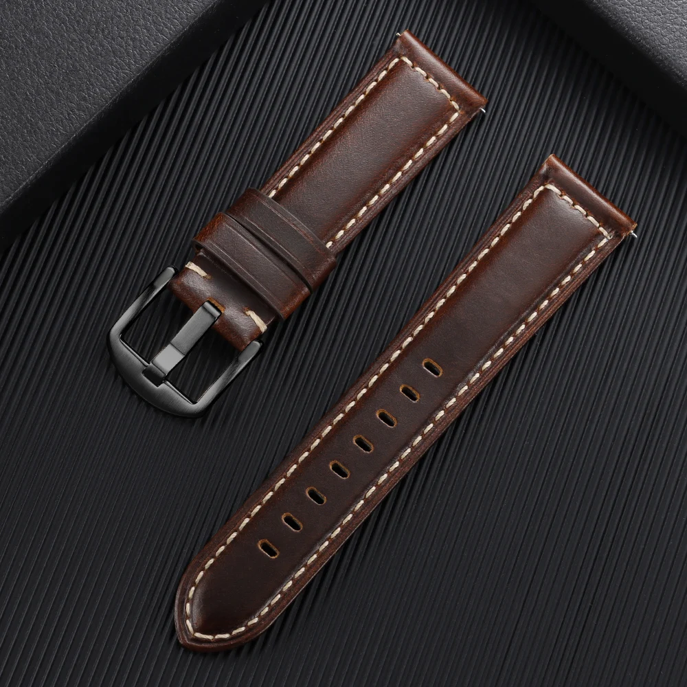 Vintage Leather Oil Wax Discoloration Watchband - Universal Replacement Sport Strap