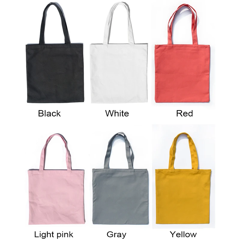Tote Bags Women Solid Canvas Casual Shoulder For Girls Female DIY Handbags Eco Friendly Shopping