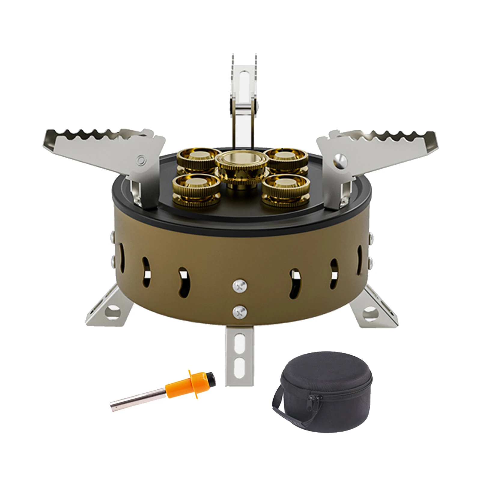 

Small Camp Stove 11000w Mini Backpack Stove Camping Equipment 5 Burners Stainless Steel Outdoor Travel Portable Stove Camping