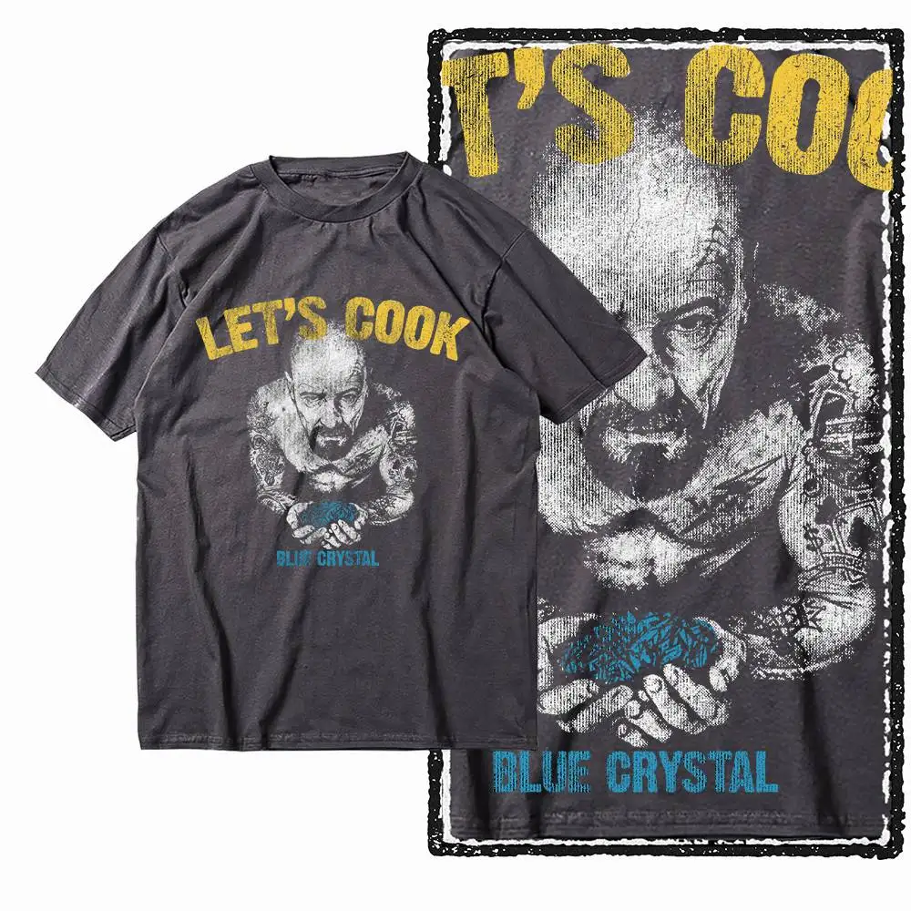 G05 Anthrazitfarbenes Baumwoll-Vintage-T-Shirt mit Heisenberg-Grafik für Herren | Streetwear Big Size Cooles O-Ausschnitt Herren T-Shirt – Detail 3