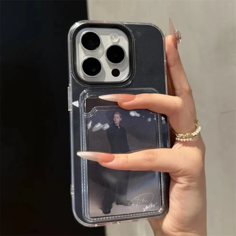 Sleek 2-in-1 Card Holder Wallet & Photo Pocket Candy Color Shockproof Case