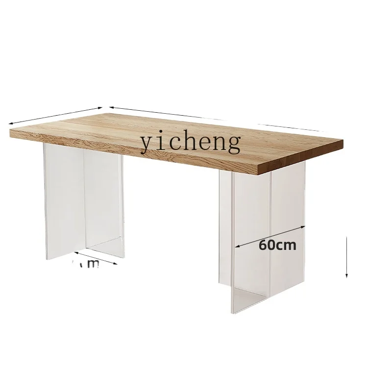 

Tqh Rectangular Solid Wood Large Board Table Acrylic Suspended Ash Dining Table