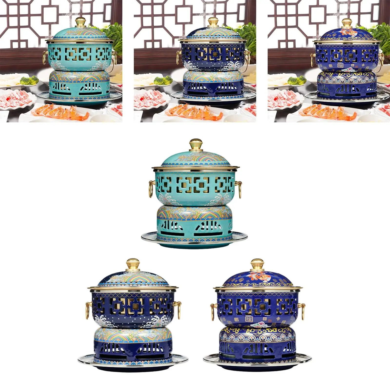 Shabu Pot Buffet Hot Stew Pot Practical Cloisonne Hot Pot Camping Cooker Alcohol Shabu Pot Buffet Hot Stew Pot Practical Cloisonne Hot Pot Camping Cooker Alcohol