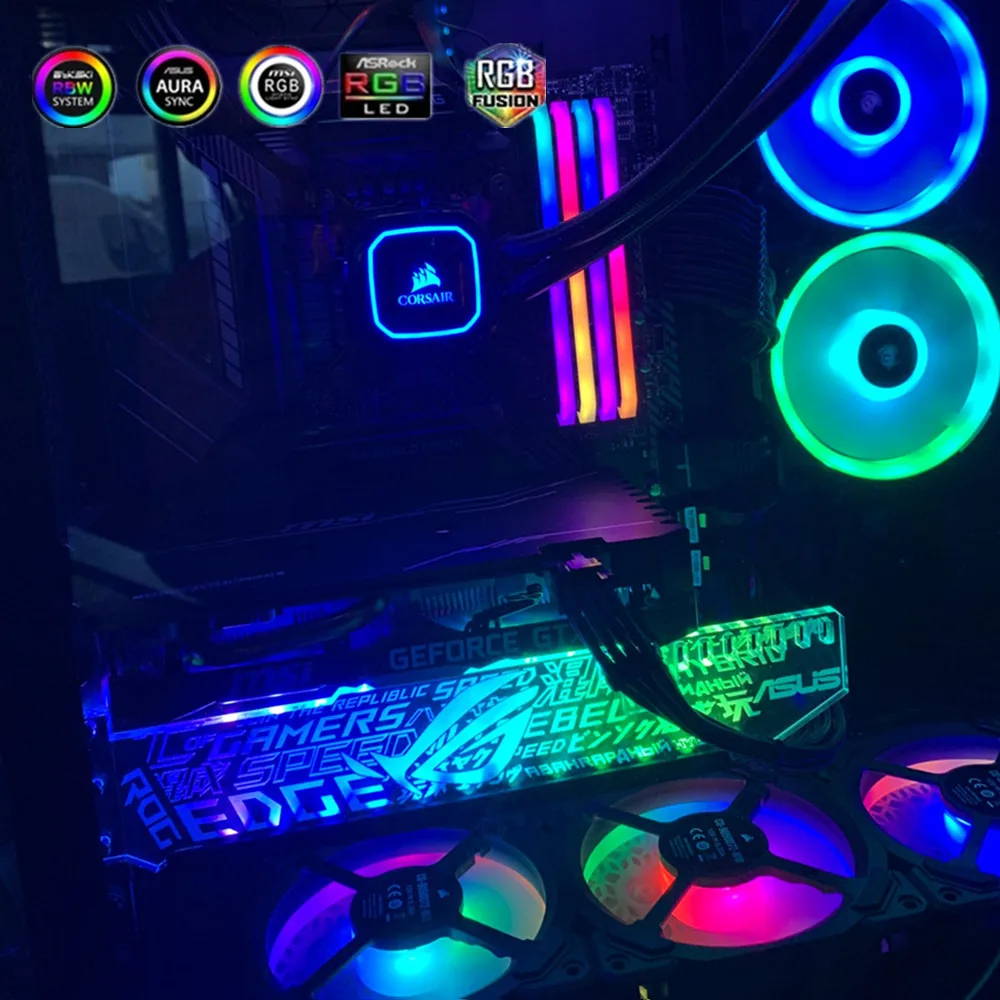 Placa de Vídeo Suporte Argb Placa Gráfica Rgb Suporte Gpu m b fé Lâmpada Syncasusmsigiga pc Mod Personalizado - Imagem 3