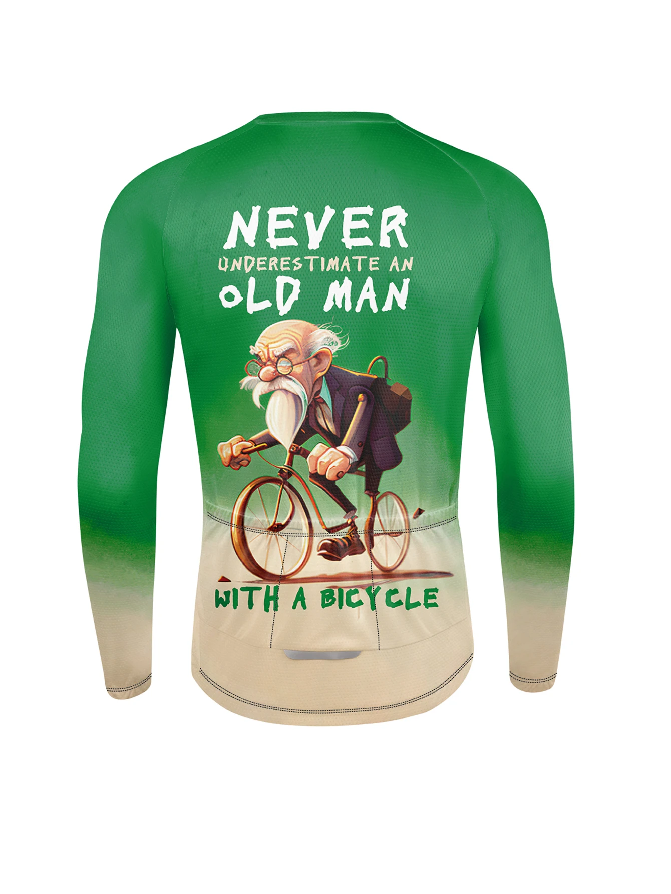 Description Picture 5 of itemMen's Cycling Jersey Long Sleeve 3D-printed Old men Bike Jacket Top with 3 Rear Pockets Mountain Bike MTB Road Bike Cycling