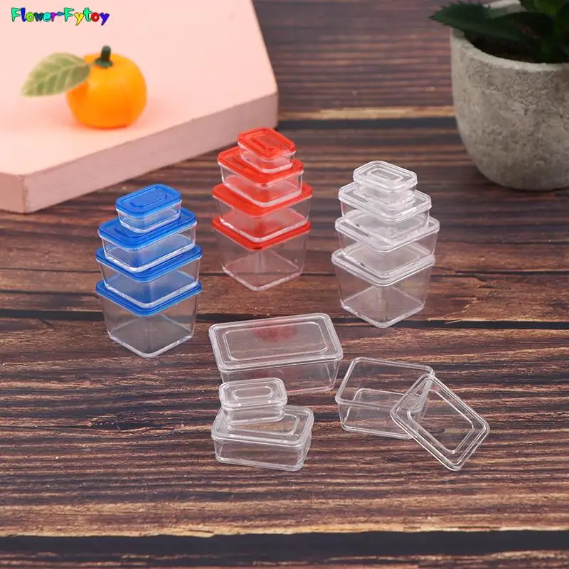 1/4pcs 1/12 Dollhouse Mini Fresh Keeping Box Lunch Box Model Kitchen Tableware Decoration 2