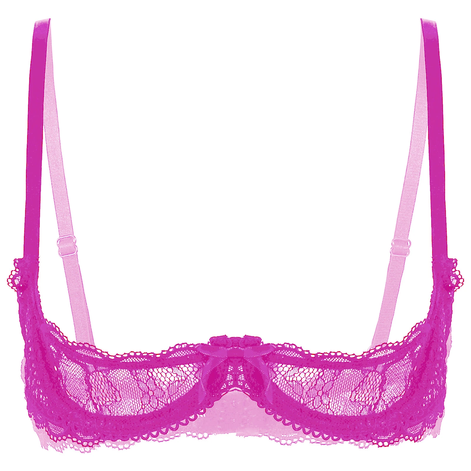 WomensSheerLaceLingerieSexyHalfCupBareExposedBreastUnderwire