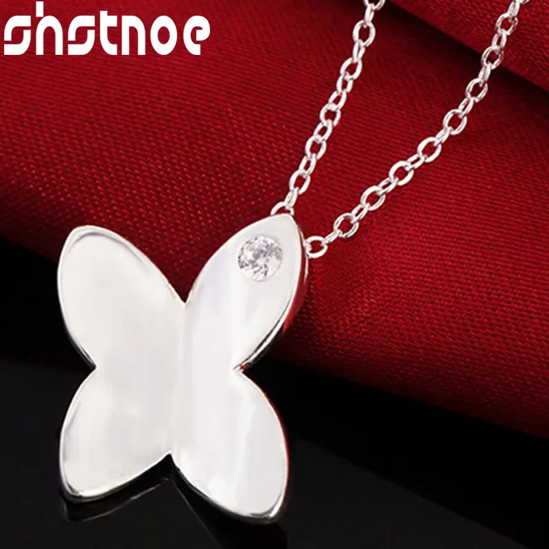 

SHSTONE 925 Sterling Silver 16-30 Inch Chain Zircon Butterfly Pendant Necklace For Women Engagement Wedding Fashion Fine Jewelry
