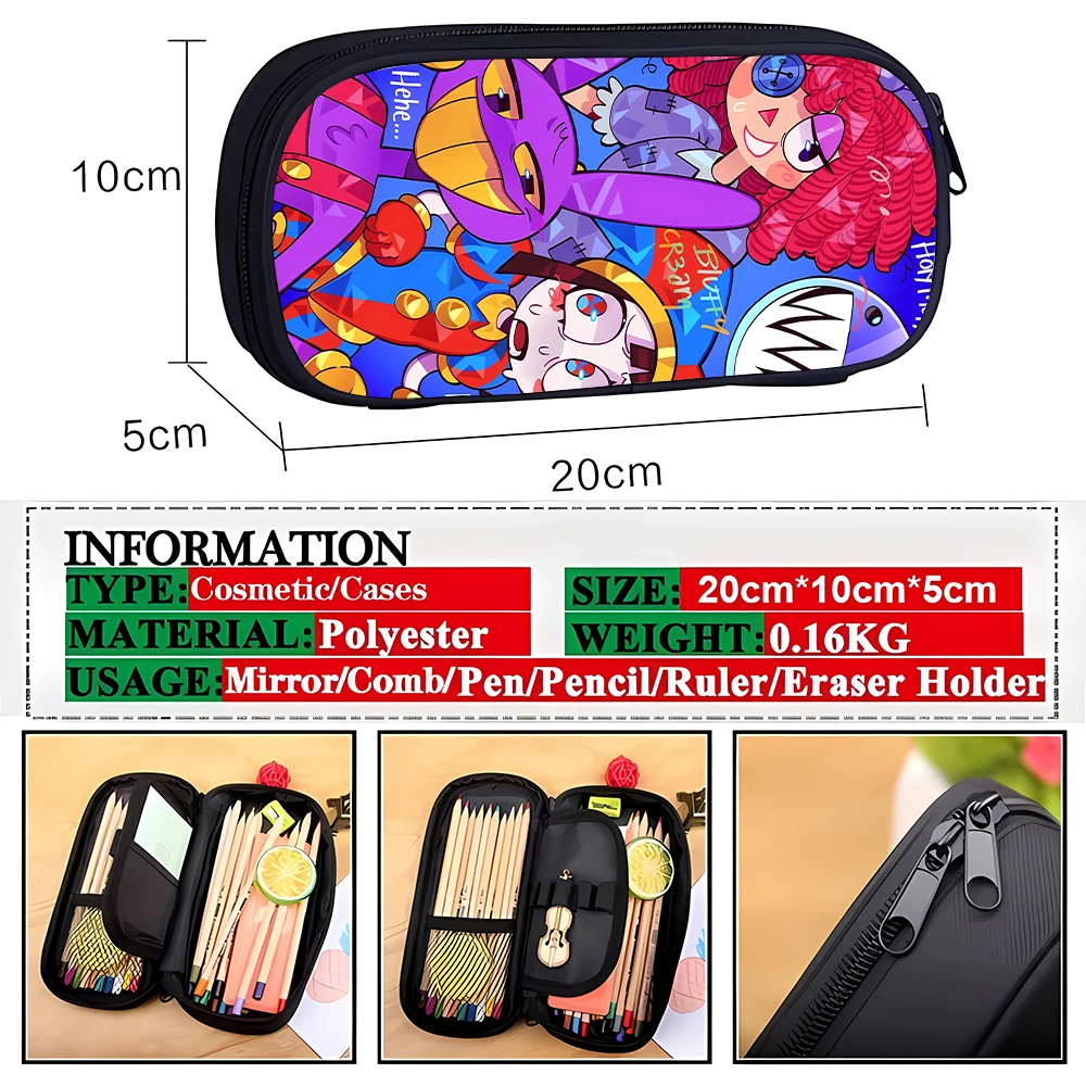 The Amazing Digital Circus Pencil Case Pen Bag Cute Anime School Supplies Borsa Porta Cancelleria Ragazzi Ragazza Regali Per Feste Di Compleanno