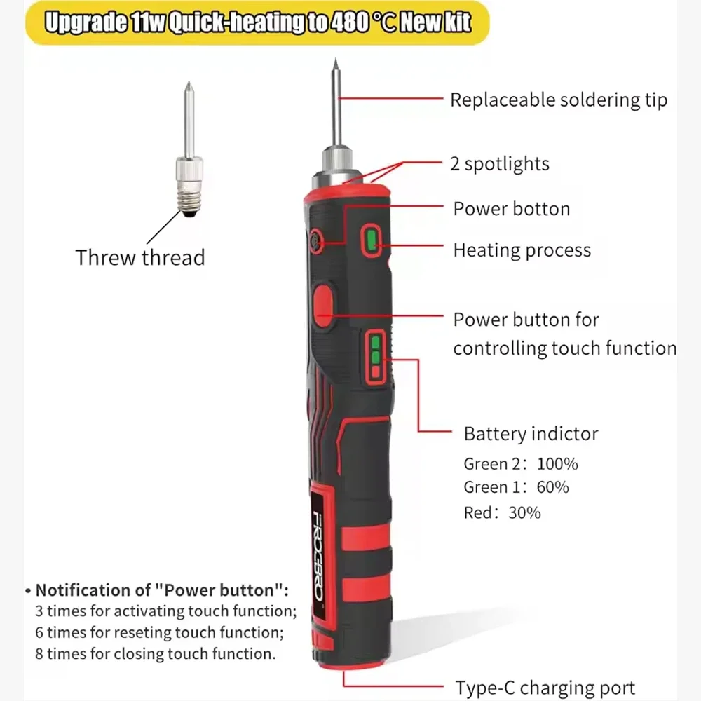 Rechargeable wireless Soldering iron 1800mAh Soldering Iron Repair Welding tool Home outdoor welding pen kit
