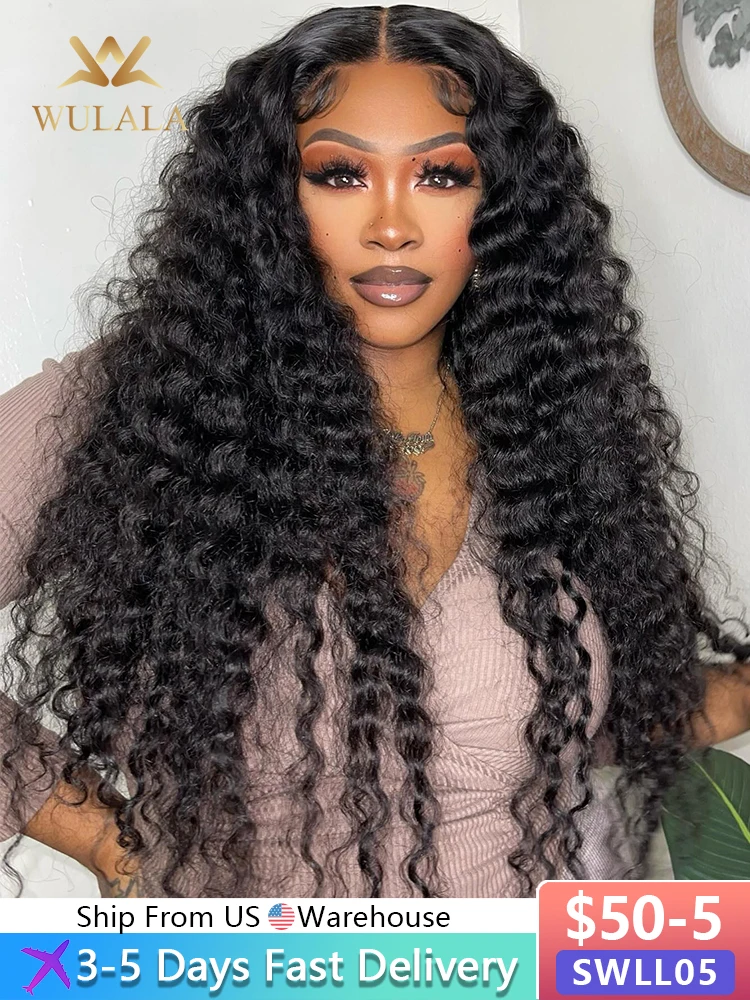 Wulala Deep Wave Lace Front Wig 13x6 Hd Lace Frontal Wig Brazilian 13x4 Curly Human Hair Wigs For Women 4x4 5x5 Pre Plucked Lace