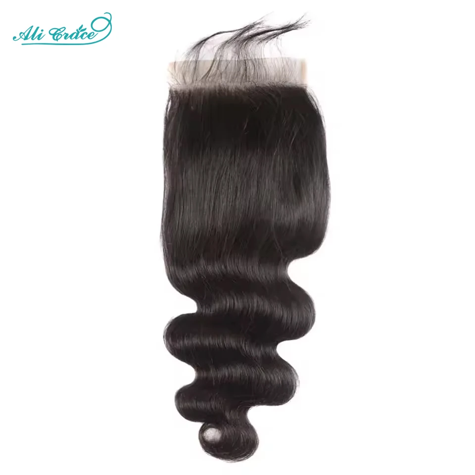 Human Hair Wigs Human Hair Lace Closure Brazilian Hair Body Wave 5x5 Lace Closure Transparent Lace Hand Tied Human Hair for Women Pre-plucked Closure