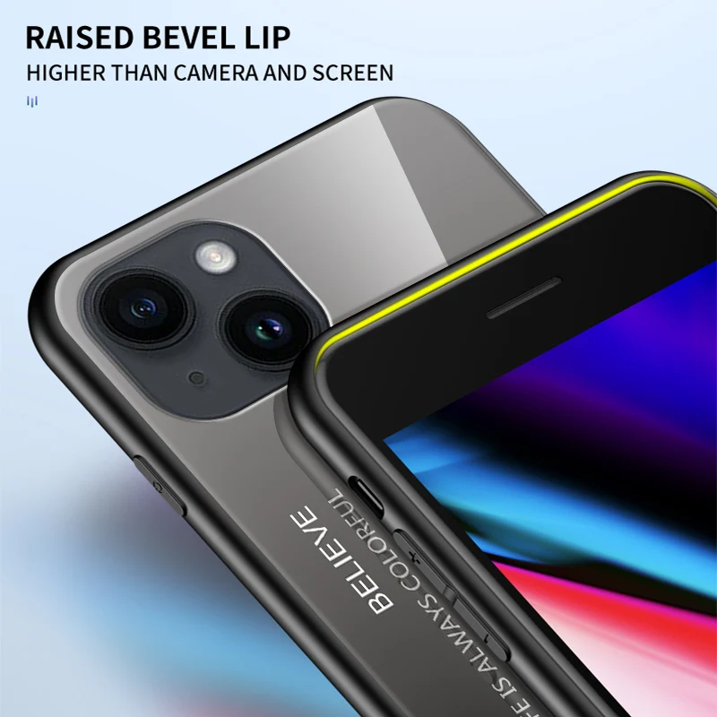Vibrant Gradient Tempered Glass Phone Case with Colorful Back Design