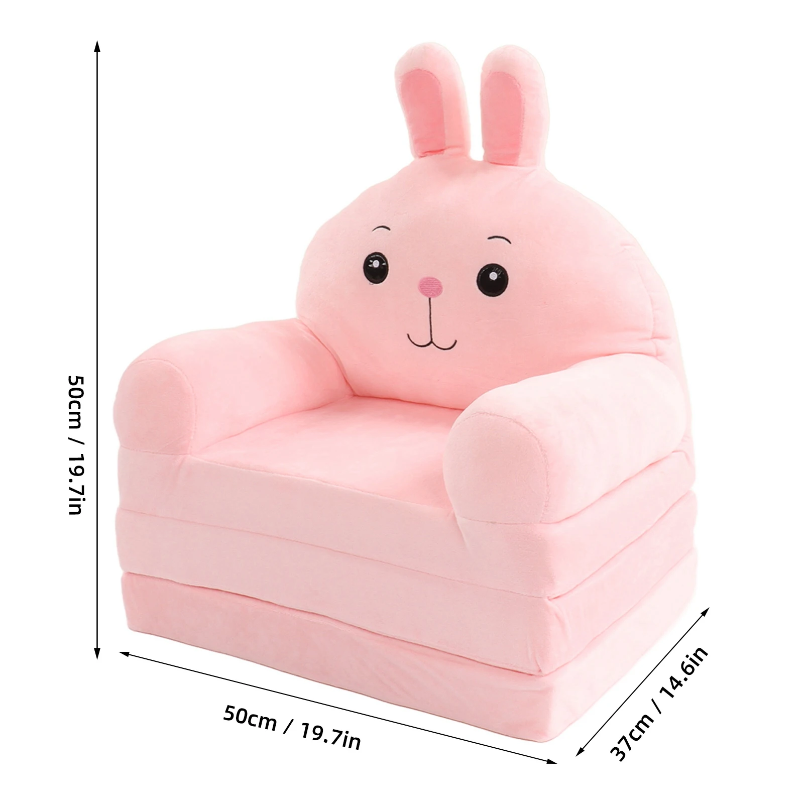 【Kid】Cartoon Foldable Kids Sofa Comfortable Cute Shape Washable Humanize Kids Foldable Sofa Bed Wide Armrest for Bedroom - 4
