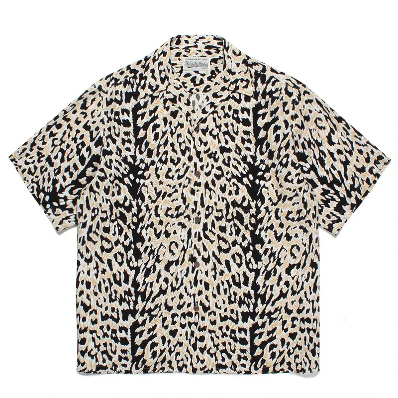 

WACKO MARIA Yellow Hawaiian Shirts Oversized High Quality Gradual Leopard Print Shirts