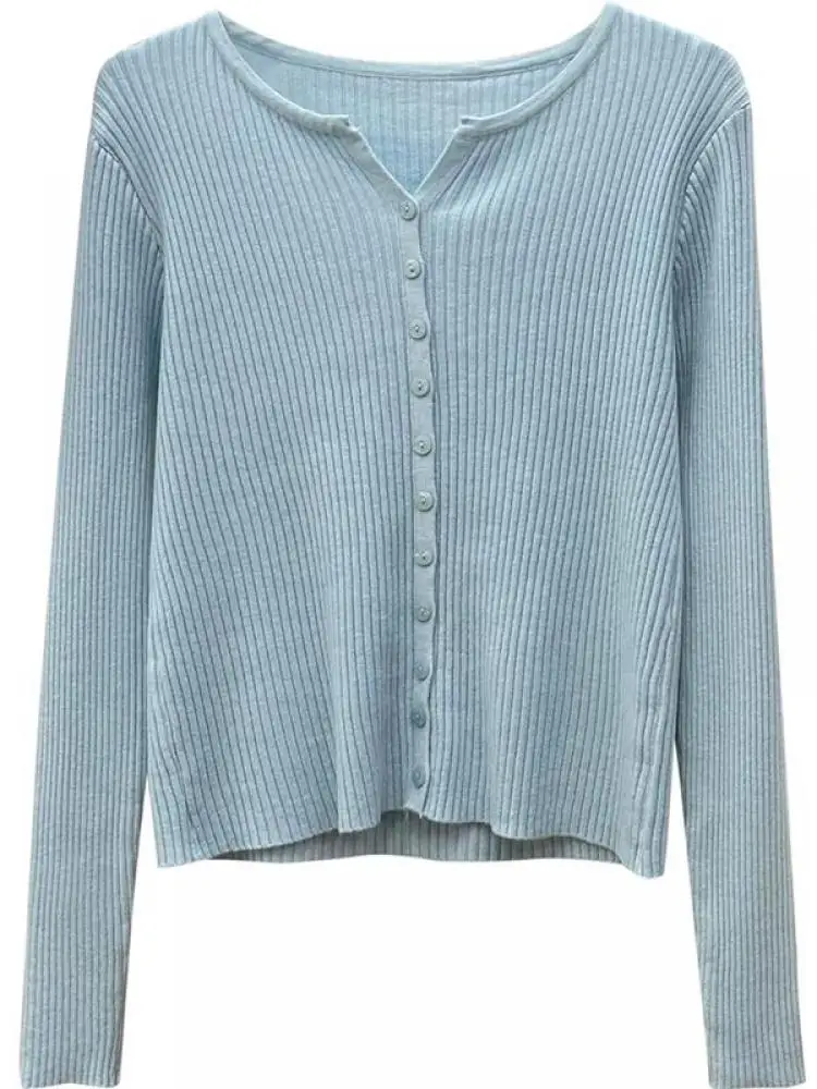 thumbnail image 5 of Suéter holgado con cuello en V y pequeño viento fragante para mujer, suéter, abrigo, oferta especial, cárdigan, novedad de 2024, 5 of 5