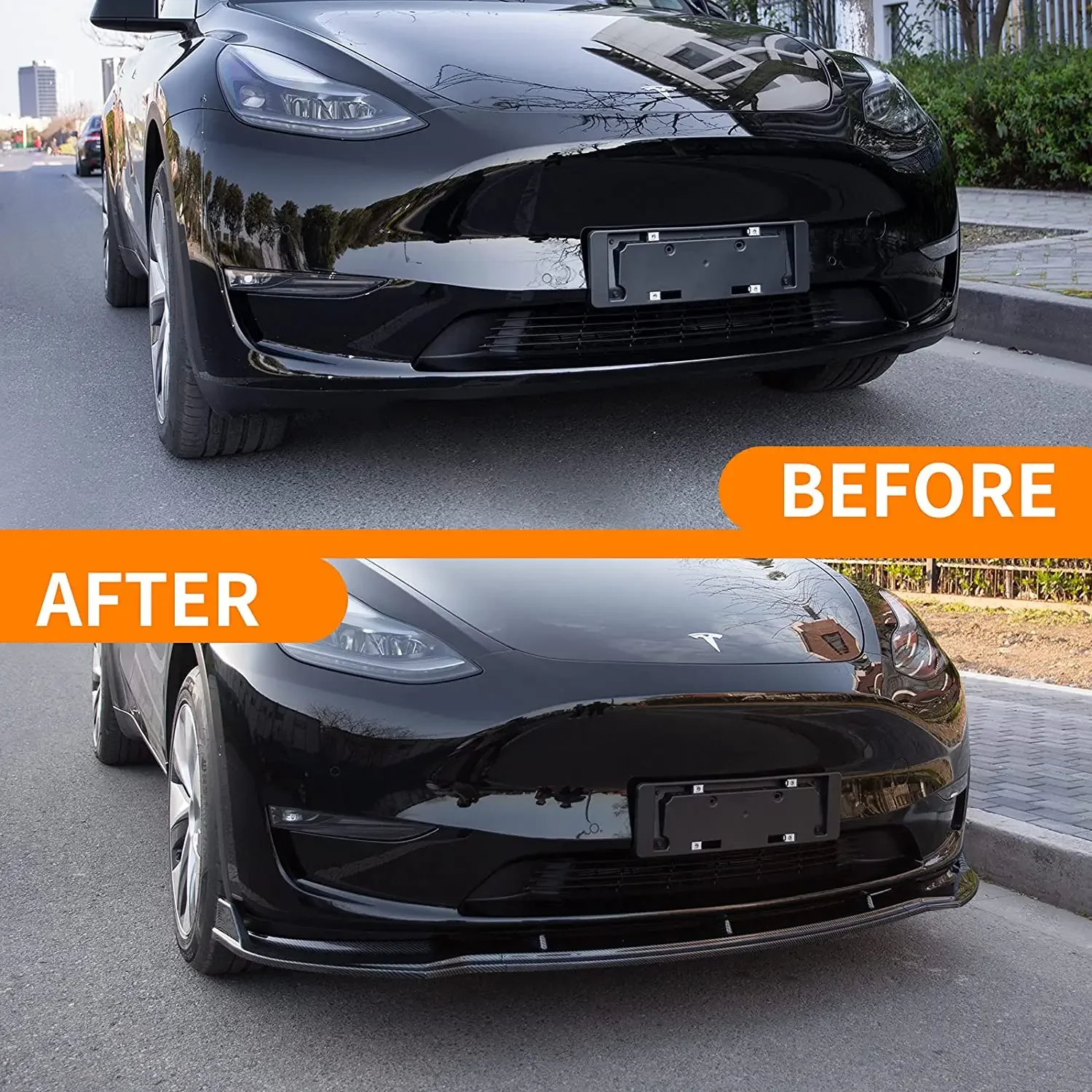 For Tesla Model Y-Front Bumper Lower Spoiler Lip Car Modification Styling Bumper Diffuser Lip Protector Body Kit