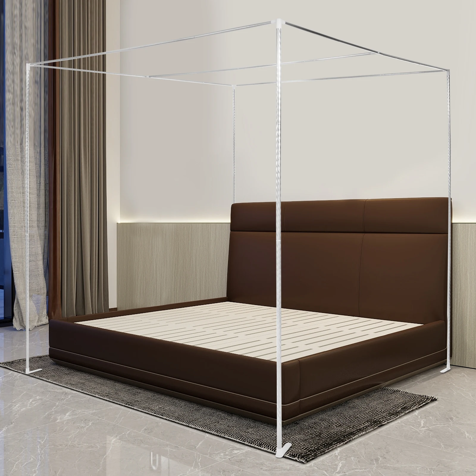 Canopy Bed Frame Post 4 Corner Stainless Mosquito Netting Frame Bracket Bedroom Use 3