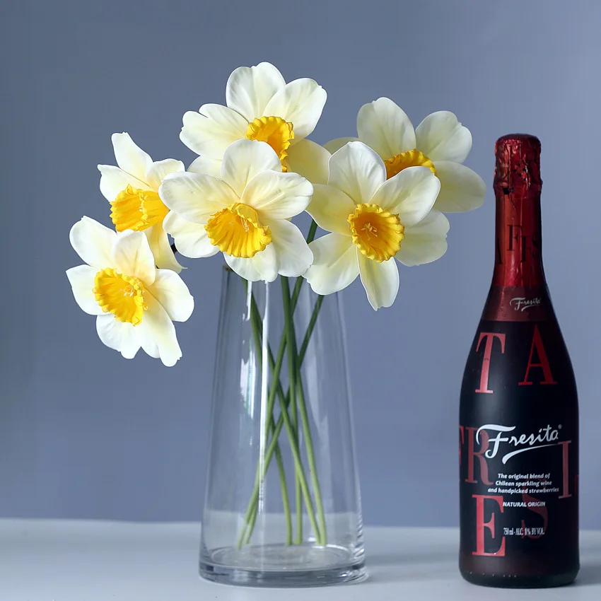 10pcs 38CM Long Artificial Daffodils Flowers Real Touch Narcissus