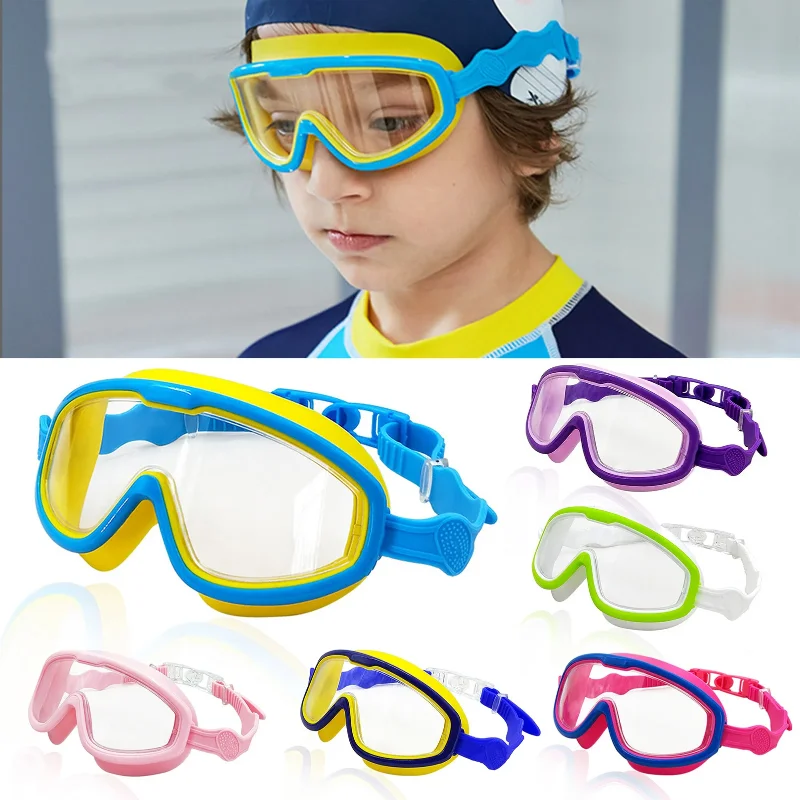 HD Wide View Kids' Swimming Goggles Waterproof Anti-Fog Big Frame Design for Boys & Girls Ideal for Swimming Pool Beach