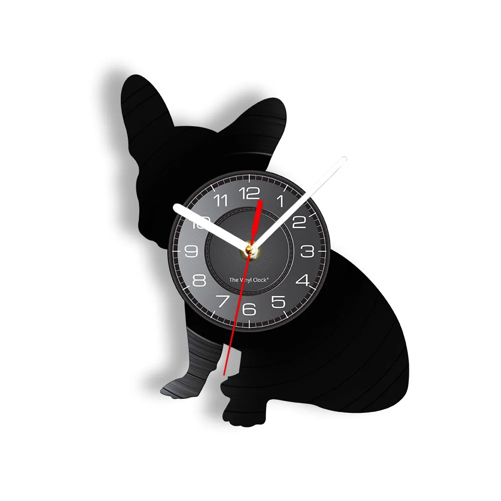 

French Bulldog Wall Clock Franco the Dog Breed Frenchie Dog Vinyl Record Wall Clock Puppy Pet Home Decor Dog Silhouette Clock