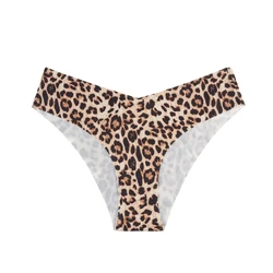 Elegant Ice Silk Seamless Bikini Panties - Soft, High - Elasticity Low - Rise Underwear - XXL (Leopard - bikinis)
