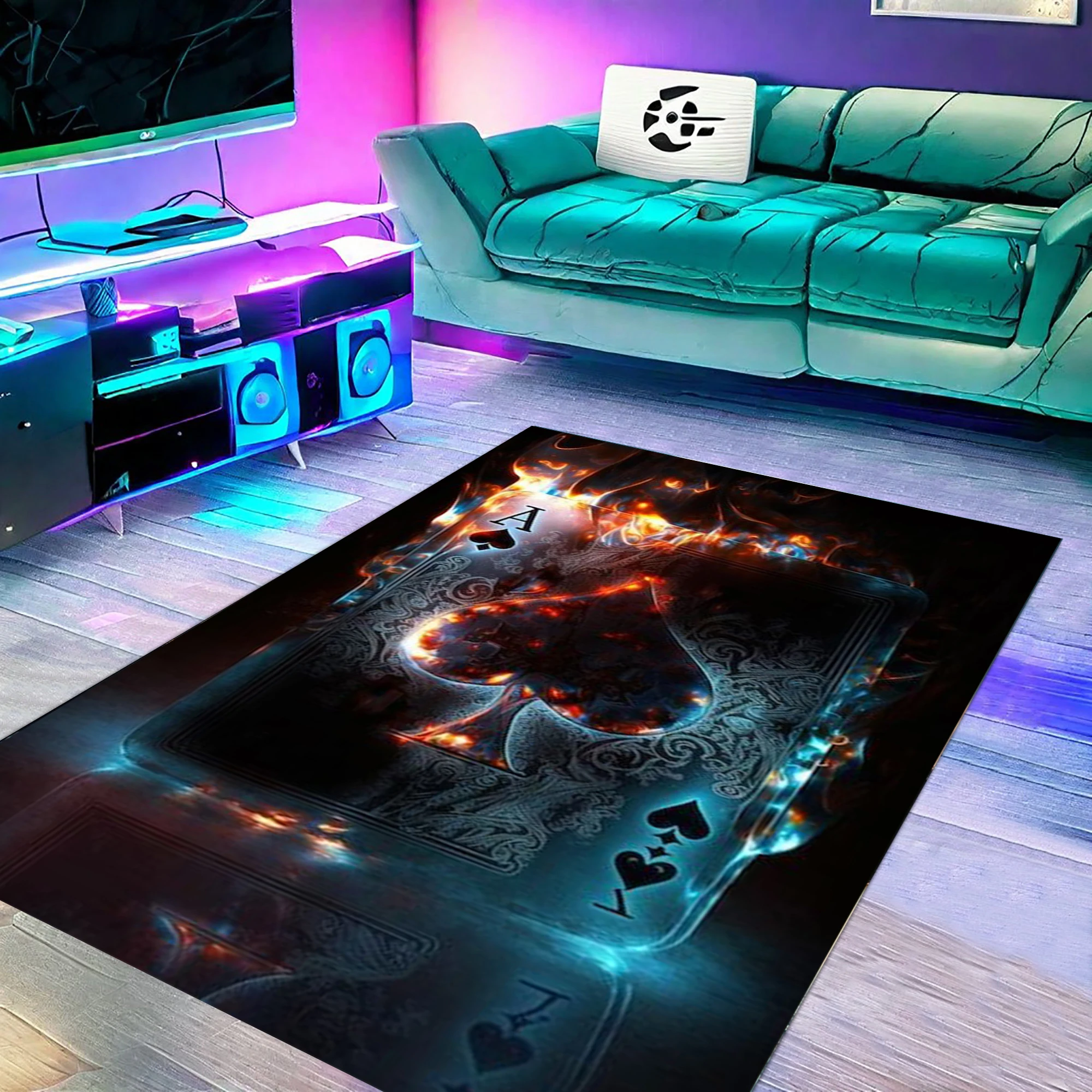 Black Spades  Area Rugs Floor Livingroom Bedroom Non-slip Decor Carpet Soft Flannel Home Bedside Floor Mat Tapestry Play Rugs