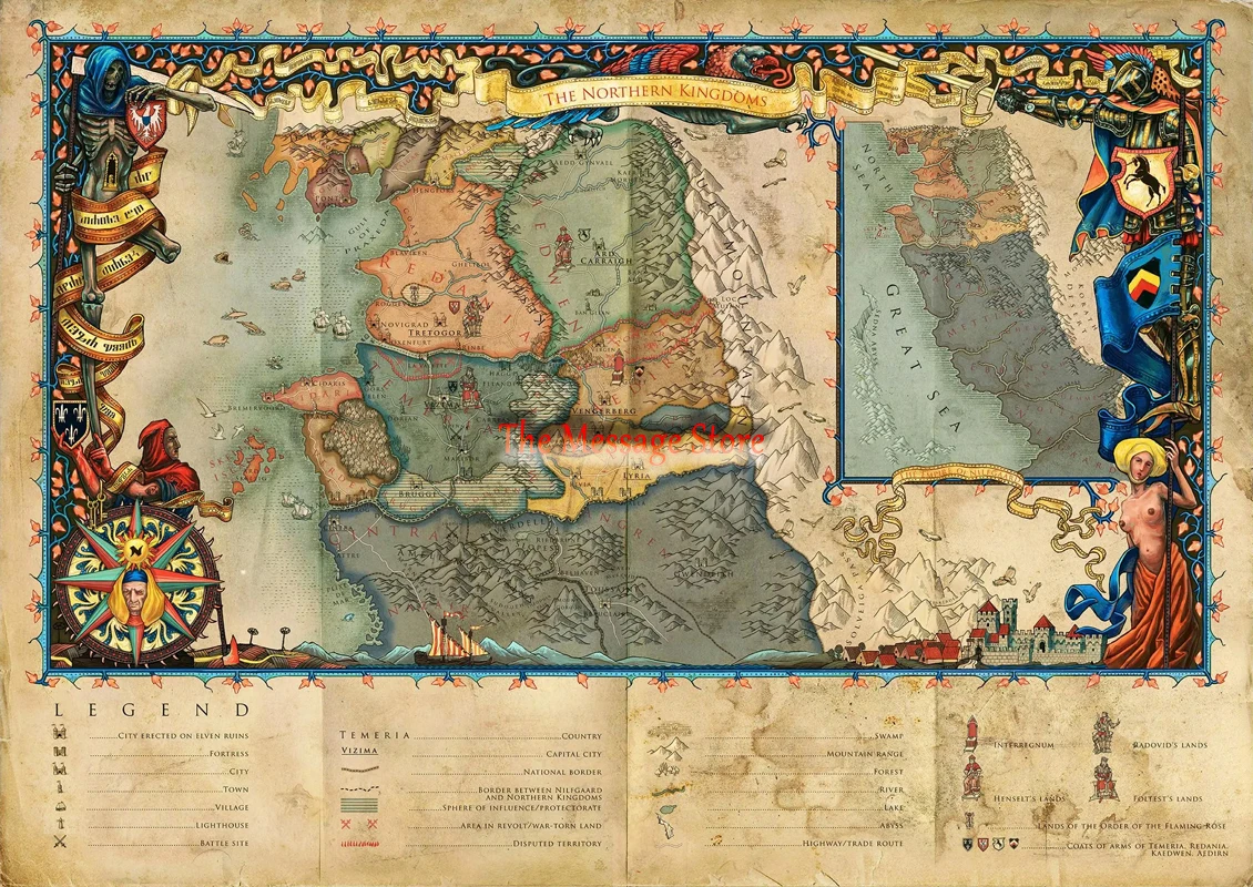 מפת עולם הקוסמים מיקומים קונטיננט אמנות קיר משחק וידאו דקור חדר גיימר פוסטר ציור קנבס תמונות קיר עיצוב בית מתנות