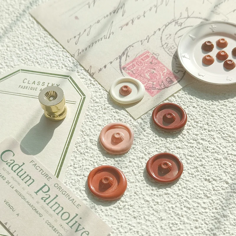 Dessert Wax Seal Stamp Special-Shaped Embossed Seal Stamp Copper Head 3D Frosted Relief Scrapbook DIY Carved Fire