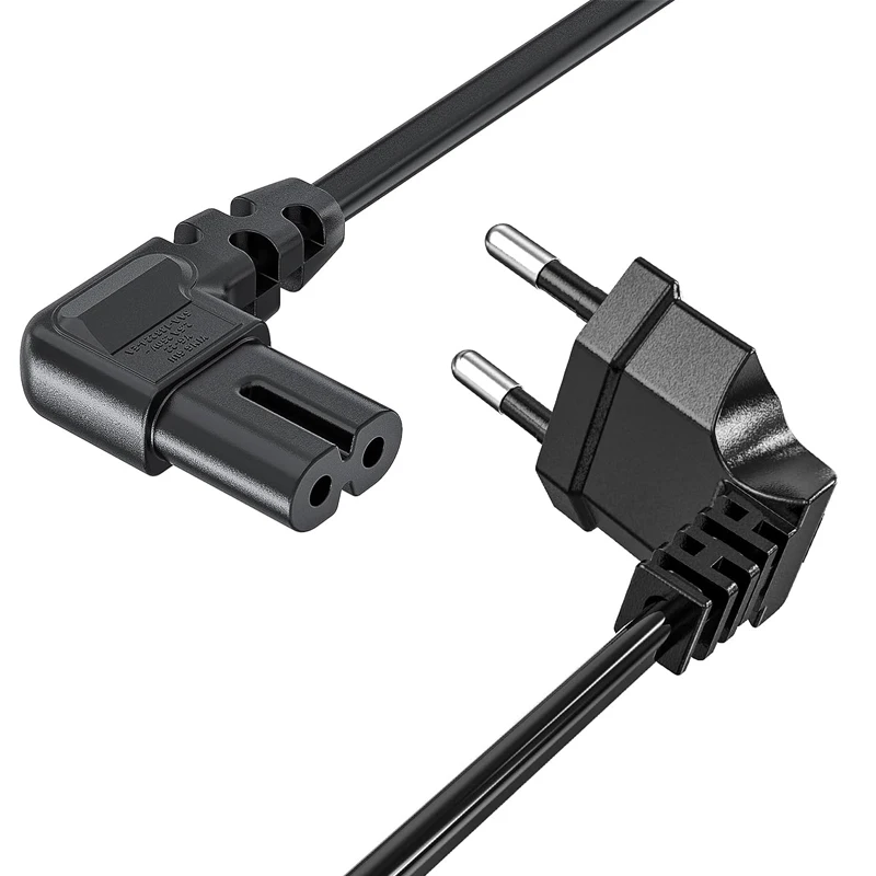 European Figure 8 AC Power Cable, 90 Degree Angled Plug