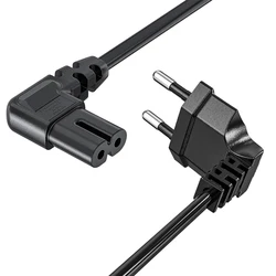 Universal 2 - Pin EU Power Cable with 90 - Degree Angled Plug - 1.5m