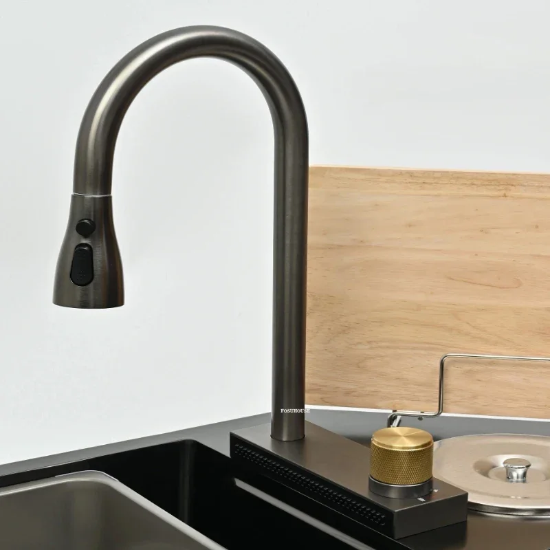 Stainless Steel Corner Kitchen Sinks Double-slot Dishwashing Sink for Kitchen L-shaped Large Corner Dishwashing Basin Handmade